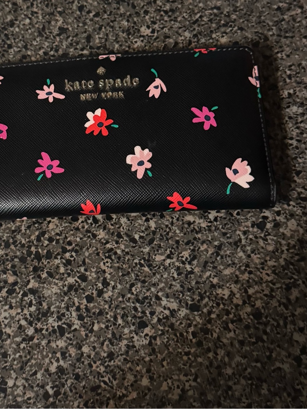 kate spade Black Floral Continental Card Holder